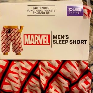Marvel men’s sleep shorts, soft fabric, pockets, comfort fit